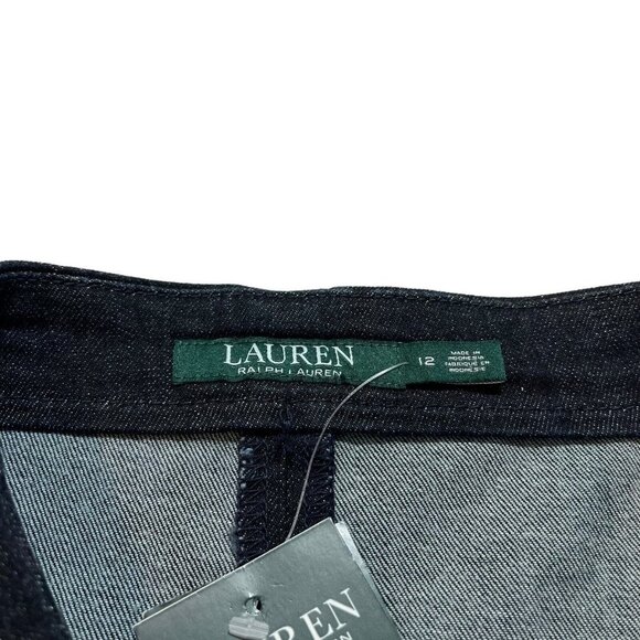 Lauren Ralph Lauren NWT Women's Blue Lace Up Denim Pencil Skirt Size 12 - Picture 3 of 11